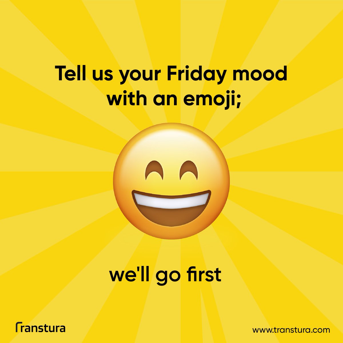transtura's tweet photo. There's an emoji for every mood. Share a Friday emoji with us.#TGIF #fridayfeeling #fridaymood #workfriday #work #happyfriday #friday https://t.co/UZ7qNnI7jF