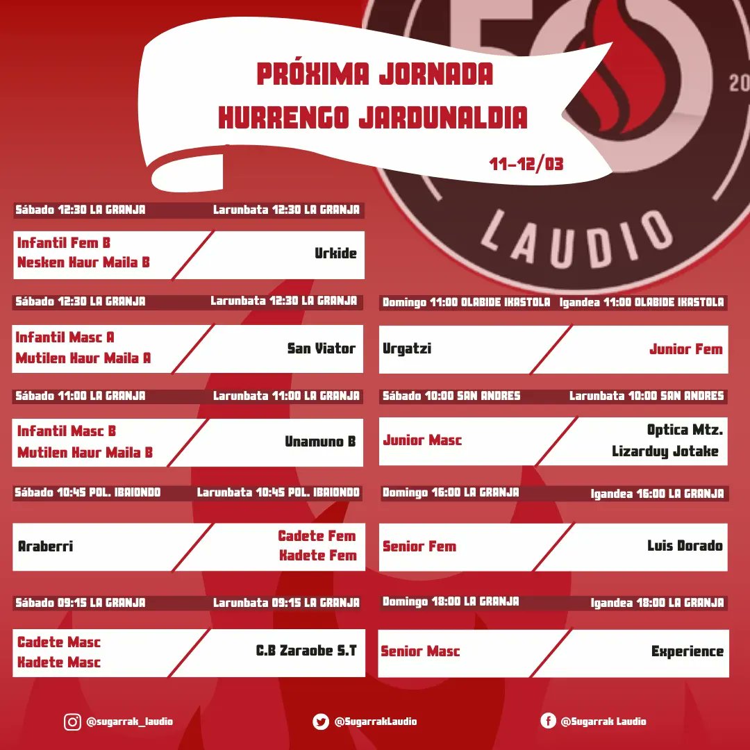 Próxima jornada 11-12 de de marzo 🏀

Hurrengo jardunaldia martxoak 11-12 🏀