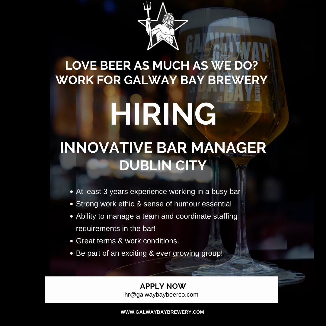 Love Beer as much as we do?!  If you’re an innovative bar manger, we’re looking for you 👀 

Send us a bit about yourself to hr@galwaybaybeerco.com if you’re interested in joining the ever-growing and expanding group 🍻 

#irishjobs #manager #barmanager #dublinjobs #jobfairy