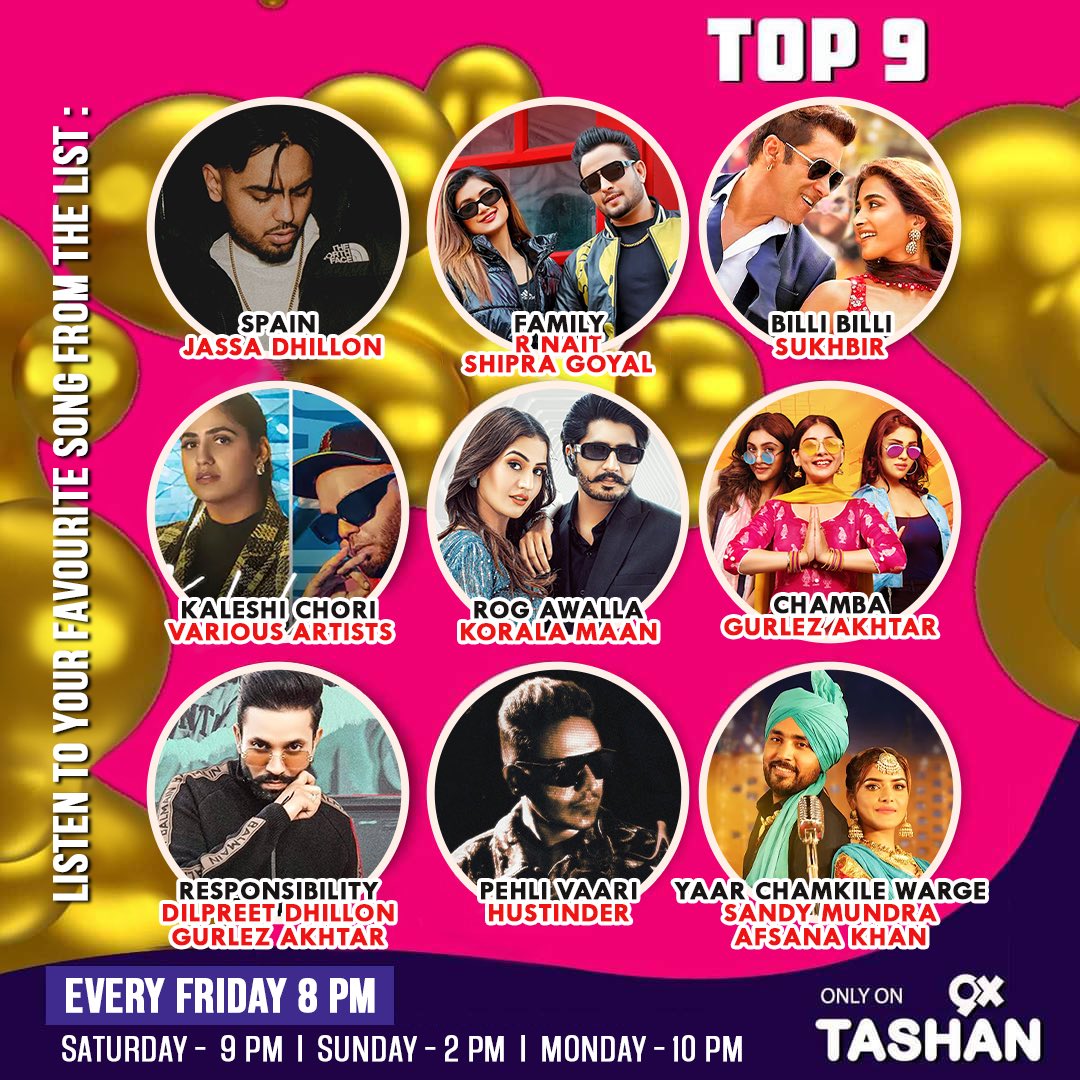 9XTASHAN's tweet image. Hnji taiyar ho tussi fer sade nal Vibe karn nu? 😎
Ajj raat 8 vaje 🎱 only on @9XTASHAN 📺
Dhakk pavegi 🔥

#9xtashan #top9 #songs #punjabi #jassadhillon #kaleshichori #rnait #shipragoyal #sukhbir #dilpreetdhillon #sanddymundra #afsanakhan #gurlezakhtar #gurlejakhtar #koralamaan