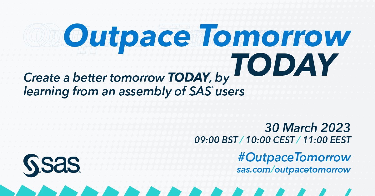 laskaar's tweet photo. See how your peers are using the latest SAS technology to outperform your competitors using the power of AI and analytics in the cloud. 
👉 https://t.co/hdPT8BqJTY
#OutpaceTomorrow https://t.co/Mb3qk0YUq5