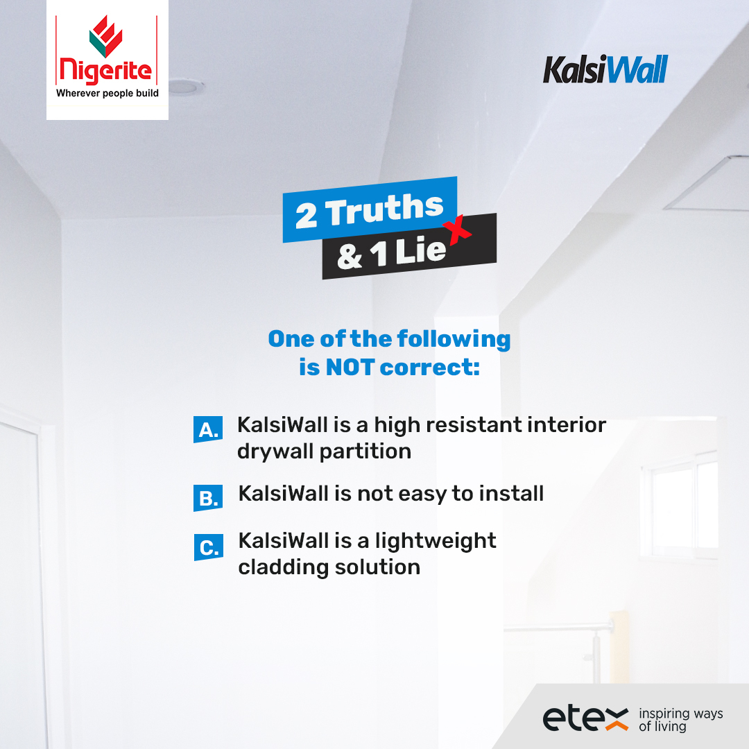nigeritelimited's tweet photo. Which option is the lie? Tell us in the comment section.
#Nigerite #Etex #TGIFQuiz #WhereverPeopleBuild #KalsiCeil Plain https://t.co/rUWiVv7jTZ