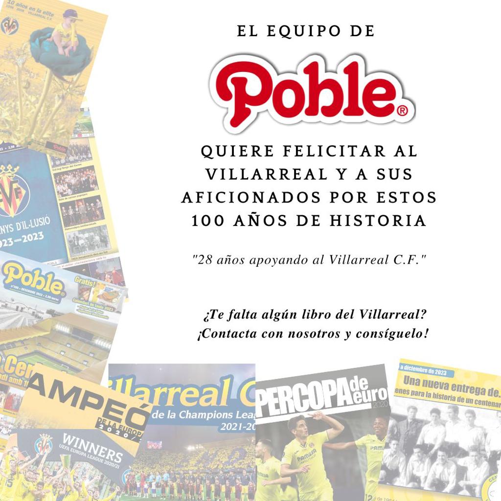 El equipo de #revistaPOBLE quiere felicitar al #VillarrealCF y a sus aficionados por estos 100 años de historia.

#centenarigroguet #villarreal #100anys #aniversarigroguet #centenariovillarreal #historia #villarrealcf #submarinoamarillo #Villarreal100