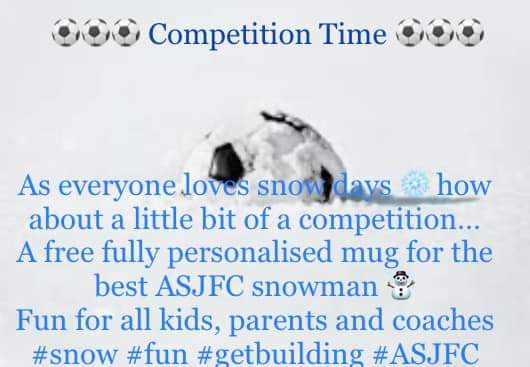 AstonSwallJFC's tweet photo. Get building your best ASJFC ⛄️ for a chance to win a free personalised mug. Please send your photos in and we will post the entries and the end of the day for a vote on the winner. https://t.co/V1Q6ufobWK