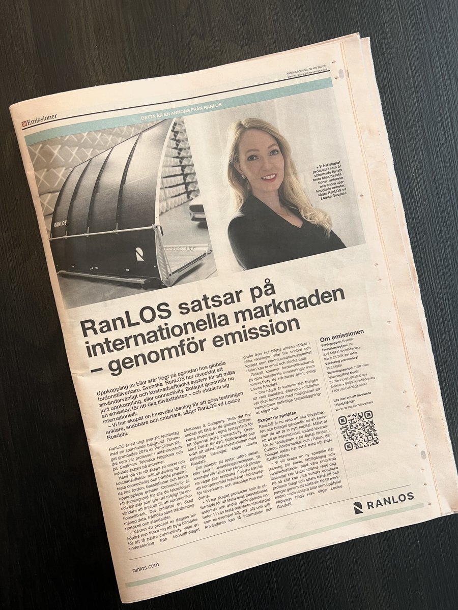 weareranlos's tweet photo. Idag kan du läsa om RanLOS i @dagensindustri inför vår notering på Nasdaq First North. 👏🏼
Du missar väl inte chans att vara med på vår resa?
#IPO #ranlos #aktier #nasdaq #notering https://t.co/HcAkSZ7Jtx