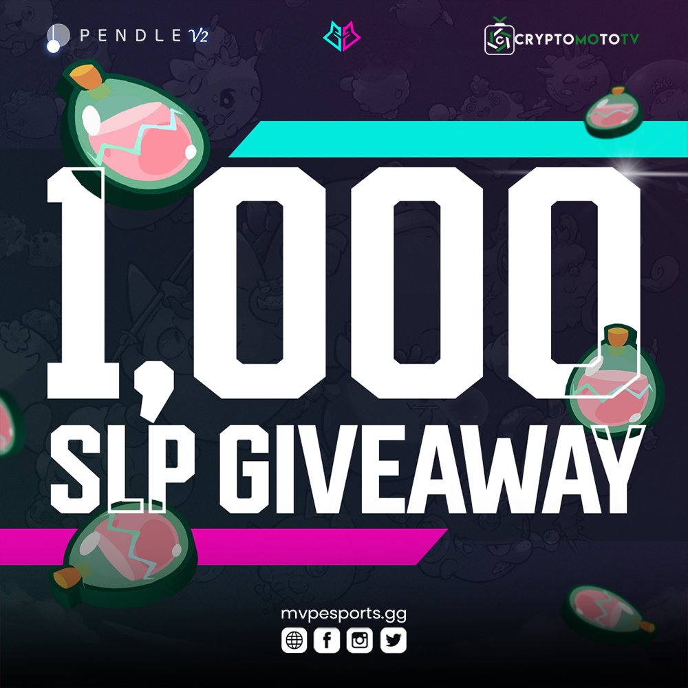 End your weekday grind with an exciting SLP Giveaway! 

1,000 SLP — To Enter:
1- Like, RT, and Tag 3 of your friends
2- Follow <a href="/mvpesportsph/">MVP Esports</a> on Twitter

📆 Winner will be announced on 03/13/2023

#MVPEsports #MVPEvents #SLPGiveaway