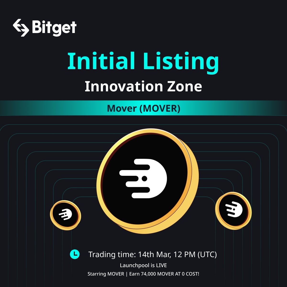 #Bitget Launchpool 24th Session - $MOVER 

🔥 Celebrate the latest round of #Launchpool with <a href="/moverxyz/">Mover</a>! 

💰 Staking starts on March 14th, 11 AM with 74,000 MOVER prize pool up for grab! 

🧐 Check out the details: bitget.com/en/support/art…

#BitgetInitialListing