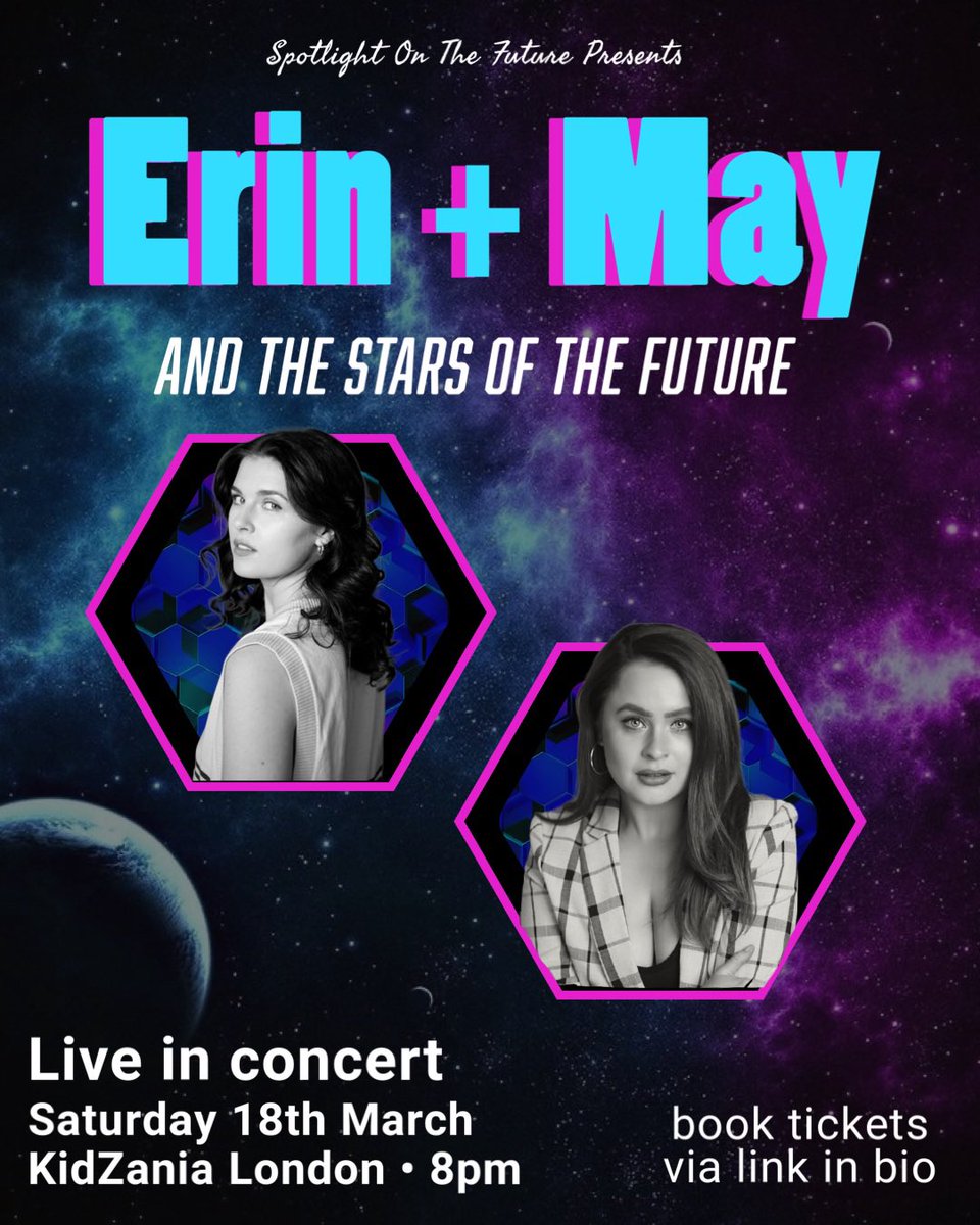 SpotlightOnThe's tweet photo. ⚡️ ONE NIGHT ONLY ⚡️ 

Saturday 18th March 2023, 8PM 

Join us for an incredible intimate concert at @kidzanialondon brought to you by Heathers Stars: @ErinCaldwell_xo, @MayTether alongside rising stars of the Future for ONE NIGHT ONLY! 💙🌟

Book here: https://t.co/Ti6FtYfoek https://t.co/aFOIwU8Ybs