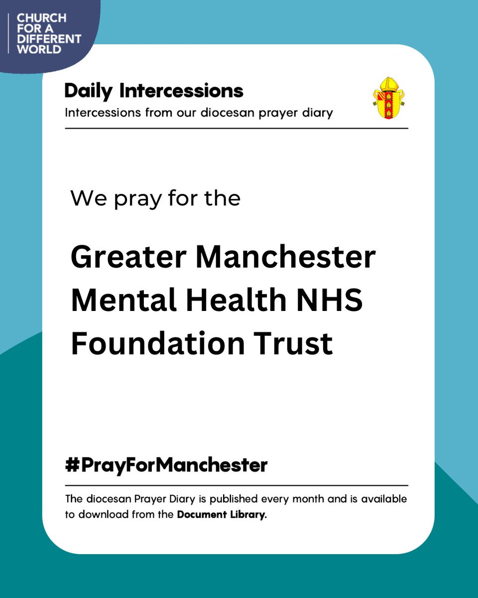 🙏

We pray for the Greater Manchester Mental Health NHS Foundation Trust <a href="/GMMH_NHS/">Greater Manchester Mental Health</a> 

#PrayForManchester