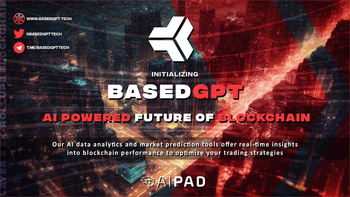 BasedGPTTech's tweet image. 🚀Introducing #BasedGPT - the #AI-powered future of blockchain technology! 
💡 Our AI data analytics and market prediction tools offer real-time insights into blockchain performance to optimize your trading strategies
#Arbitrum #Ethereum #BSC #Layer2 #AI #AIPredictions #AItech