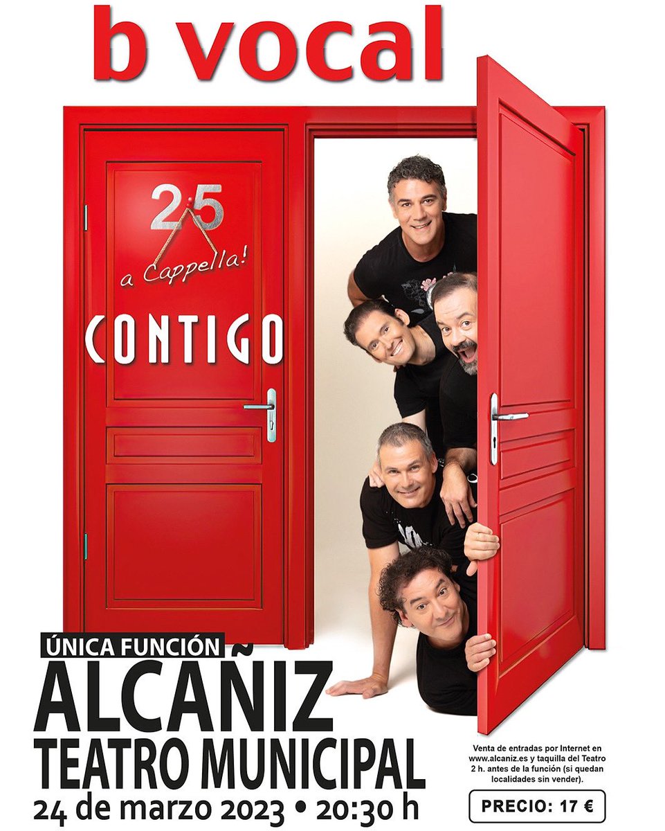 b_vocal's tweet photo. #ALCAÑIZ!!!
No os perdáis el viernes 24 de marzo a las 20:30 en el Teatro municipal nuestro 25 Acappella Contigo!
Corre a por tus ENTRADAS: https://t.co/nFz9NLkEez
y regálate un buen rato de risas y música
#bvocal #acapella #acappella #musica #humor #teatro #baile #Teruel #Aragon https://t.co/QnWcK4b8kF