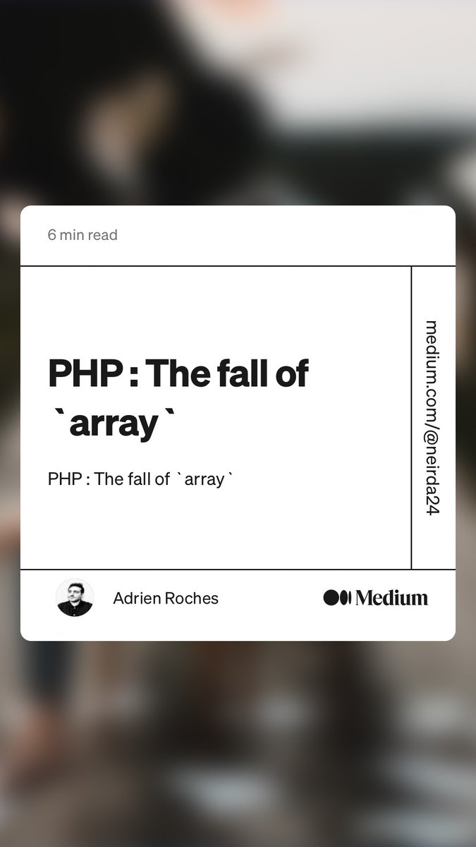 SensioLabsTech's tweet photo. π°#FridayTechreads
New article today on the @SensioLabsTech team's Medium π¨βπ»
@AdrienRoches talks about array, a very common type in PHP to create tables but often overused
He explains you why you don't (almost) need to type β¨οΈ hint array anymore! https://t.co/JyC69gEVff https://t.co/xDoJPpUKF9