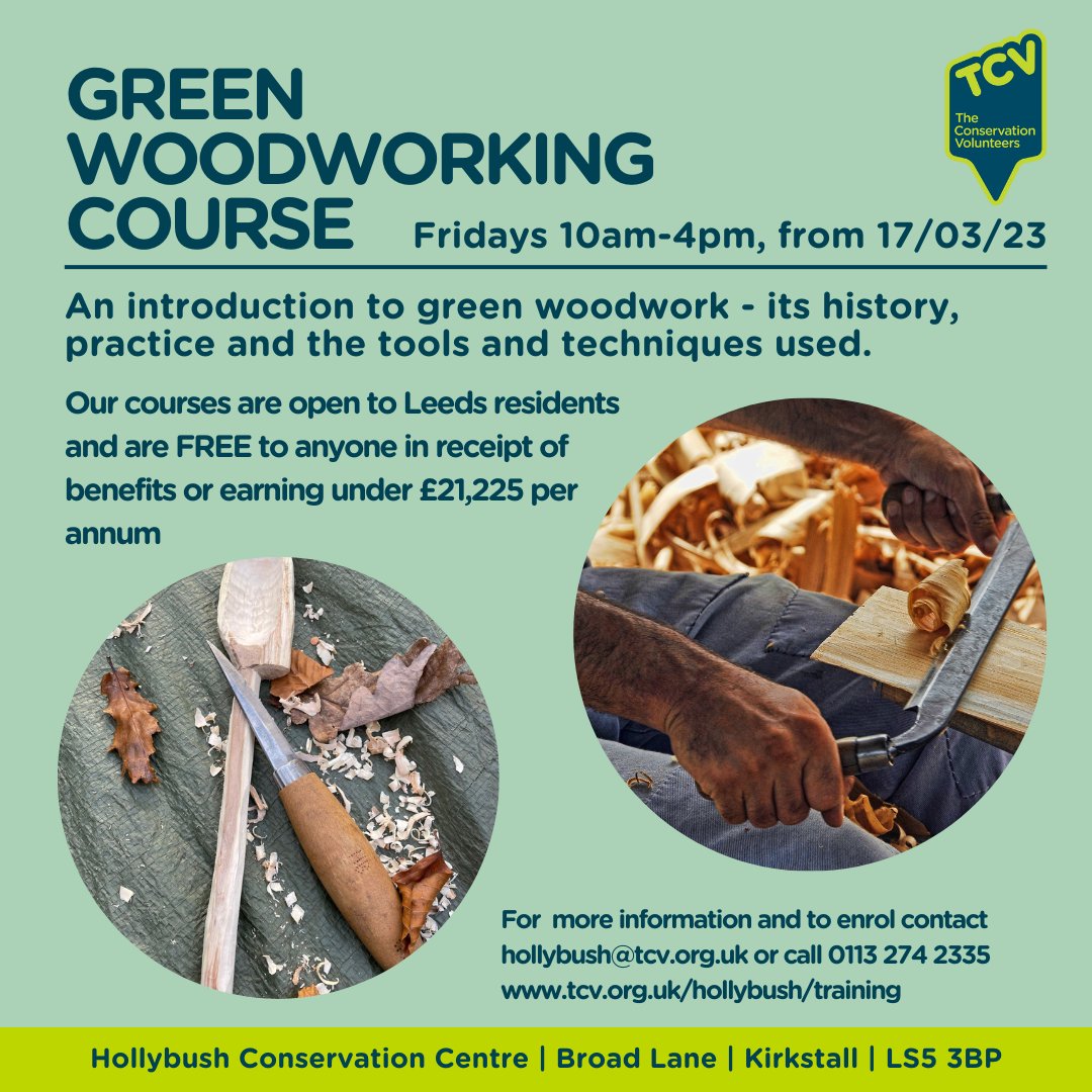TCVhollybush's tweet photo. Places still available on Green Woodworking next week! Come and join us on a fun and very hands-on course to learn all about this traditional craft. #greenwoodworking #bodging #traditionalcraft #naturecraft #adultlearning #freecourse https://t.co/nBsEYKniQ8
