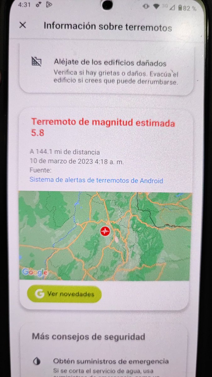 DigIArtConcept's tweet photo. @nikoarrieta Es la incorporación de Google con el sistema de alerta, a mí me avisó 15 seg antes de que se sintiera. https://t.co/FhDstnbhb3