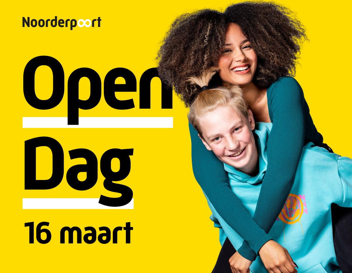 Donderdag is het weer tijd voor de Open Dag! 

Kom een kijkje nemen in onze scholen, al je vragen stellen over studiekeuze en het mbo of gewoon even sfeer proeven. Het kan allemaal. Wij hebben er zin in, hopelijk tot dan! 💛

Aanmelden en info op noorderpoort.nl/opendag