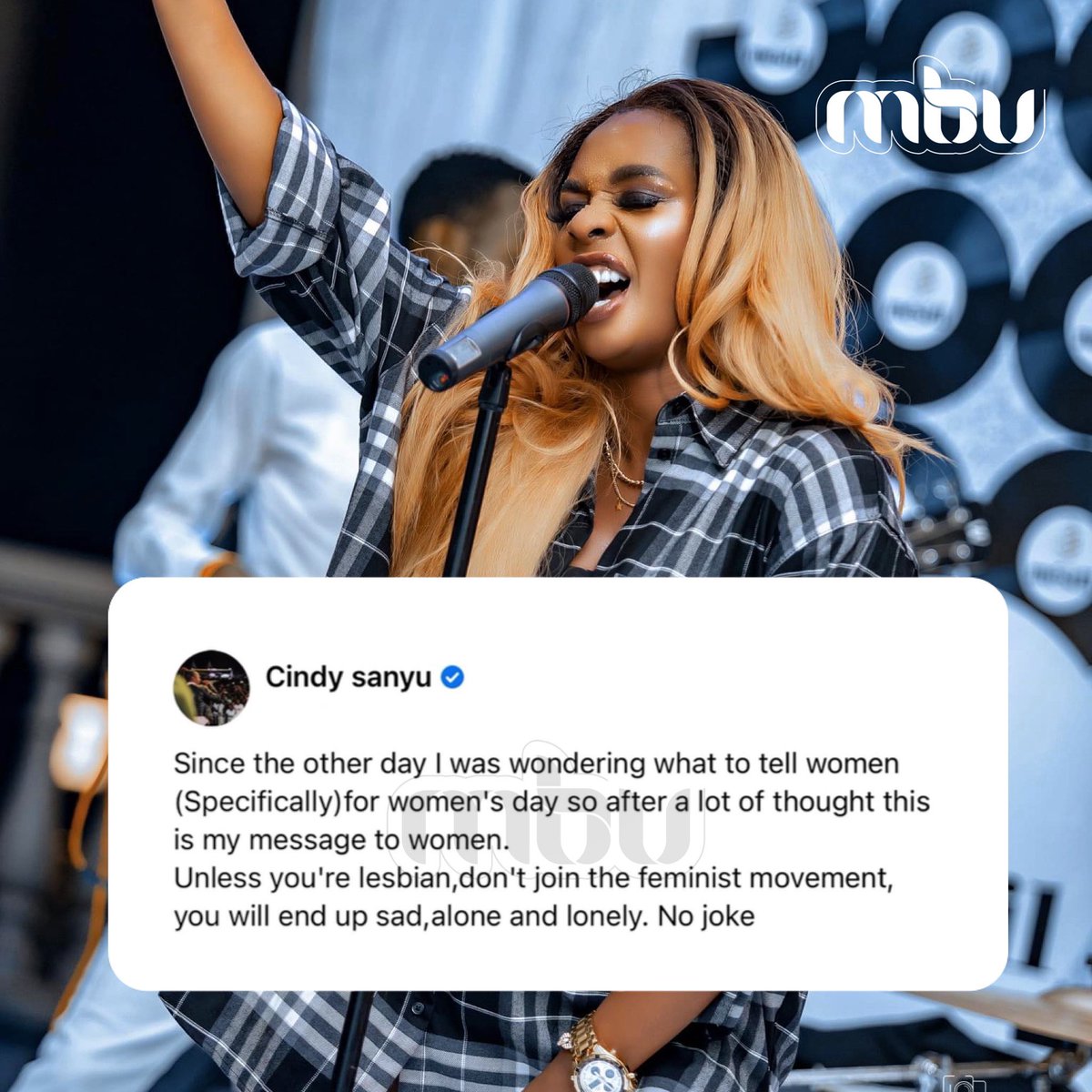 MBU (@mbu) on Twitter photo “Unless you’re lesbian, don’t join the feminist movement. You will end up sad, alone and lonely. No joke!” - Singer <a href="/IamCindySanyu/">IamCindySanyu</a> advises women.
Thoughts? 💭 “Unless you’re lesbian, don’t join the feminist movement. You will end up sad, alone and lonely. No joke!” - Singer <a href="/IamCindySanyu/">IamCindySanyu</a> advises women.
Thoughts? 💭