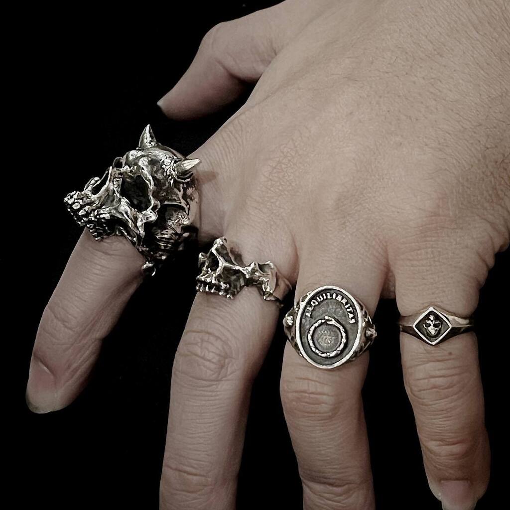 @openedjesus Horn skull ring. Maxilla ring. @remainsjewelry aequilibritas ring. Petit skull ring. 
.
.
.
.
.
#skullring #skulljewelry #openedjesus #remainsjewelry #darkaesthetic #sterlingsilverring instagr.am/p/CpmnSZUur_9/