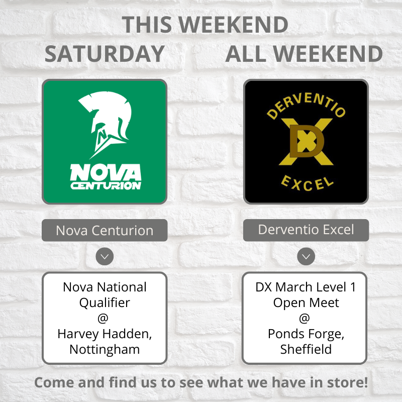 We are at Ponds Forge for @DerventioeXcel March Level 1 Meet this weekend, and Harvey Hadden for <a href="/NovaCenturionSC/">Nova Centurion</a>'s National Qualifier Meet this Saturday. Come and see what we have in store!