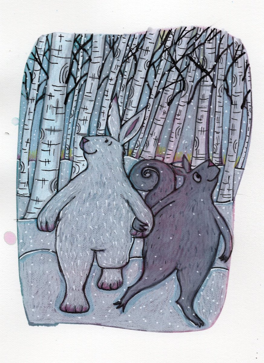 drawstuff's tweet photo. More snow to enjoy with a good pal. #happyfridayeveryone #winterwonderland #nancycarlsonstudiosnorth https://t.co/CVVDzHQSeG