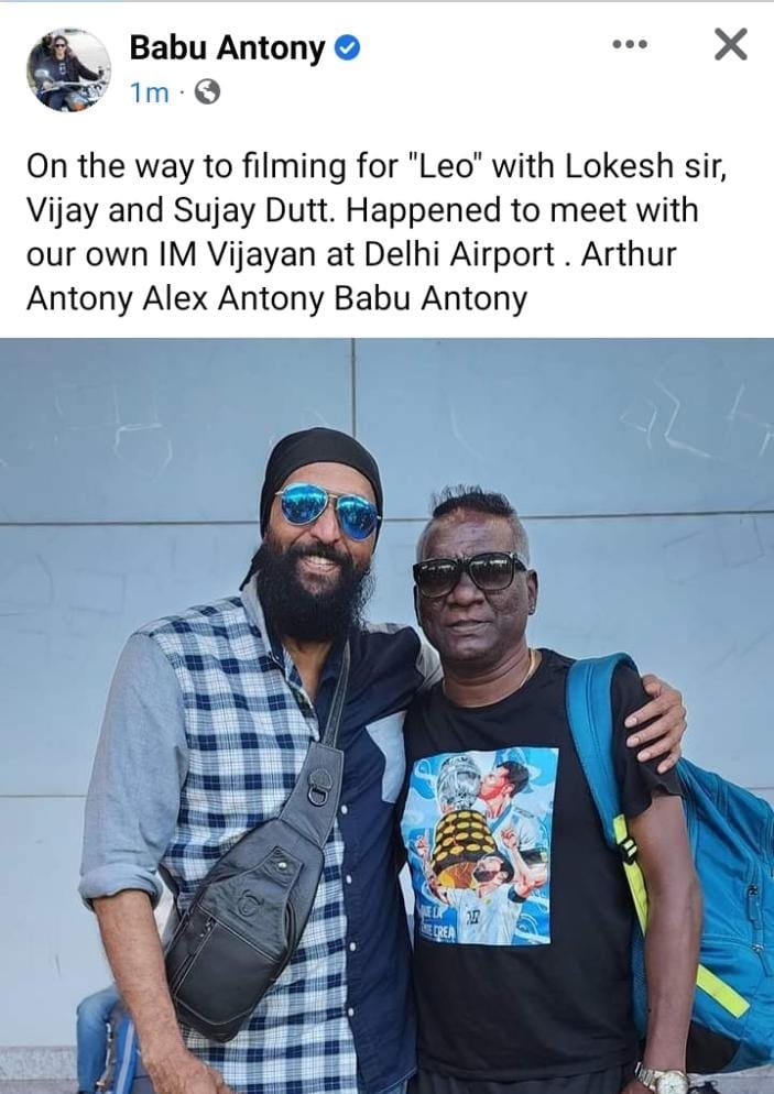 CineHolicX's tweet photo. Actor Babu Antony joins #Leo sets 🦁👑 @actorvijay @Dir_Lokesh https://t.co/oNazAjUGut