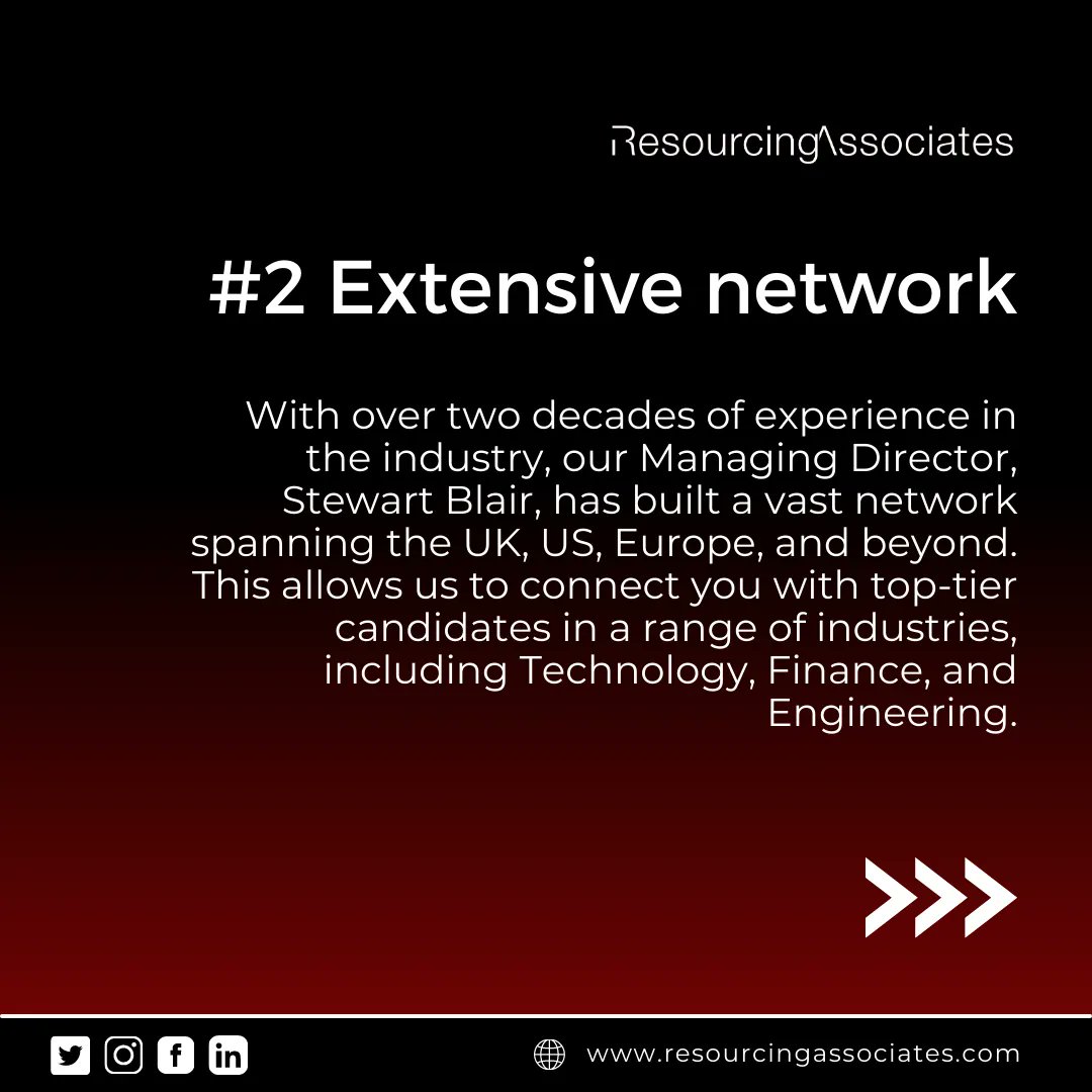 ResourcesAssoc's tweet image. Looking for a reliable partner to help you grow your organisation and hire top talent? Resourcing Associates is the solution you&apos;ve been looking for!

Contact us today at:
UK: 0203 983 9300
US: +1 (646) 993 7350

#Recruitment #Rec2Rec #SpecialisedRecruitment #BuildingNetworks