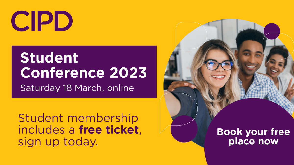 There is only 1 week left to go! ⏲️

Join thousands of like-minded students at this year's #CIPDStudentConference 🤝

This online event is for #CIPDMembers only and is 100% free to attend.

Save your space: ow.ly/JYzp50Ne9aV

#CIPDMember #PeopleProfession #CareerProgression