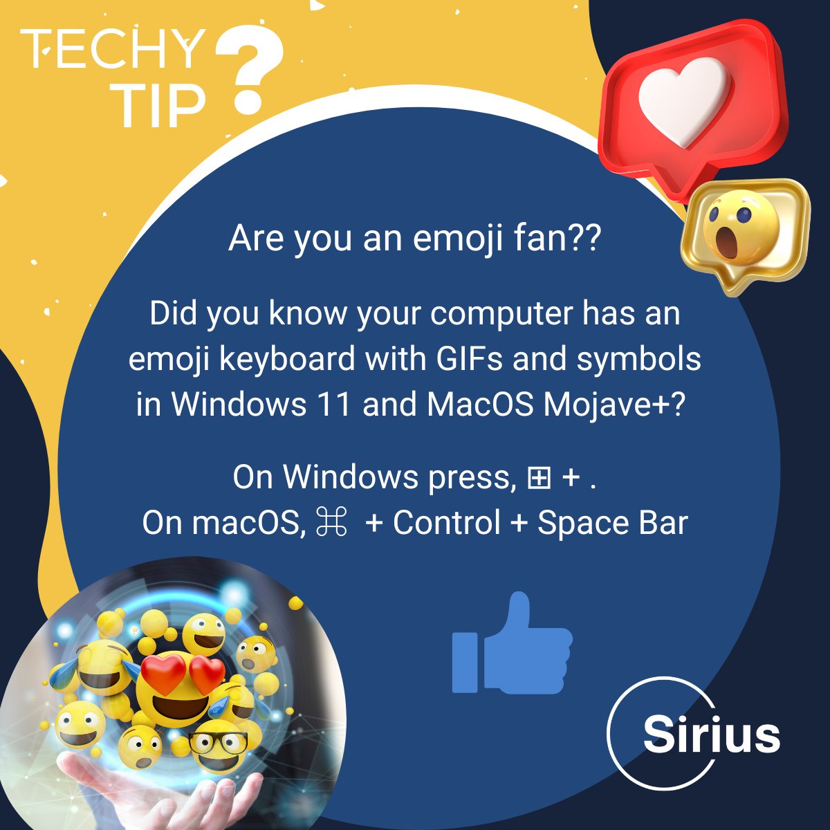 TeamSiriusUK's tweet photo. If you're a fan of emojis, today's #TechyTip is for you ⬇️😉💯
#Technology #TopTip #TechTip #Support https://t.co/tFg7ep8fON