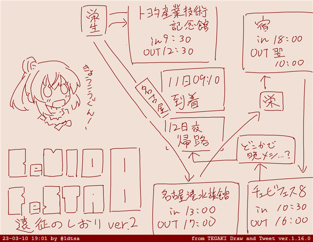 旅のしおりを書き換えました 前乗り一泊プラン #tegaki_dt 