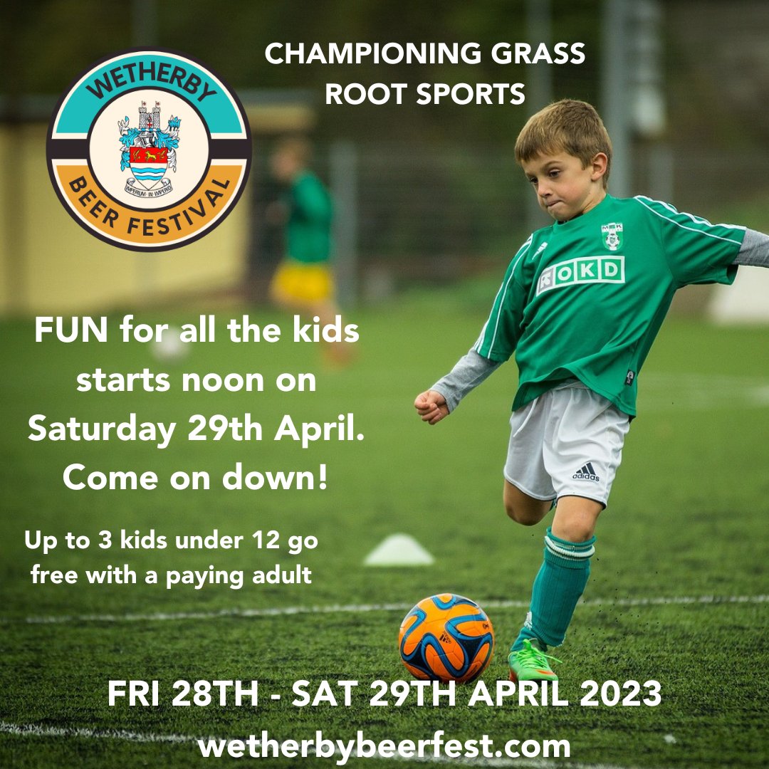 Want to get your kids outdoors more? Playing sport? Being Active? Making new friends? 

Bring the kids on Saturday 29th April when we'll have mini tennis, football, rugby, Dance and other entertainment for them to try - all for FREE.

wetherbybeerfest.com <a href="/WetherbyRFC/">Wetherby Rugby Union</a>