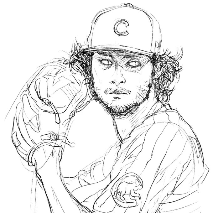 ダルビッシュがんばれー!

昔描いた似顔絵だけど。 