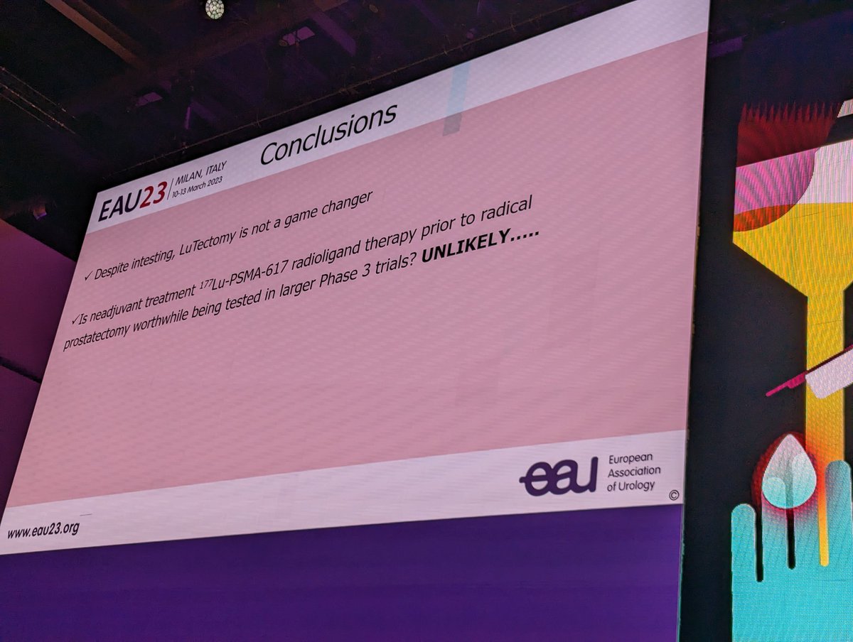 Michael Hofman (@drmhofman) on Twitter photo <a href="/Albert0Briganti/">Alberto Briganti</a> providing some balance and critique to our #LuTectomy study #EAU23. Definitely not standard of care, yet! Only phase 1. First step and much more work needed. We see much promise in highly selected patients. Potential game changer for the future? <a href="/Albert0Briganti/">Alberto Briganti</a> providing some balance and critique to our #LuTectomy study #EAU23. Definitely not standard of care, yet! Only phase 1. First step and much more work needed. We see much promise in highly selected patients. Potential game changer for the future?