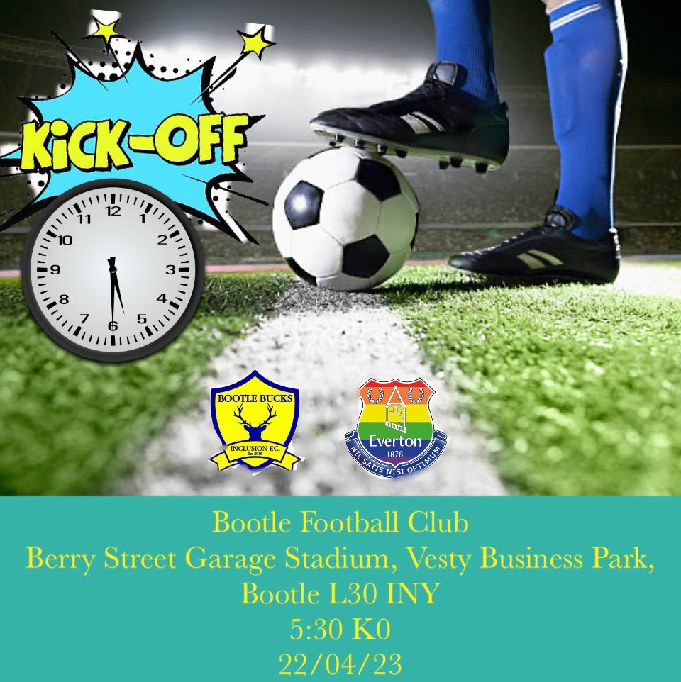 RainbowToffees's tweet photo. Our next game is against @InclusionBucks 22/04/23 at Bootle Football Club, 5pm KO. Come along & show your support. @NevilleSouthall @Everton @EvertonHeritage @speedomick @ReclaimPrideLVR @rach_brown1 @FvHtweets @OfficeFindingEx @reid6peter @KevRatcliffe4 @PatNevin @AnwarU01 https://t.co/hewFq8uwFA