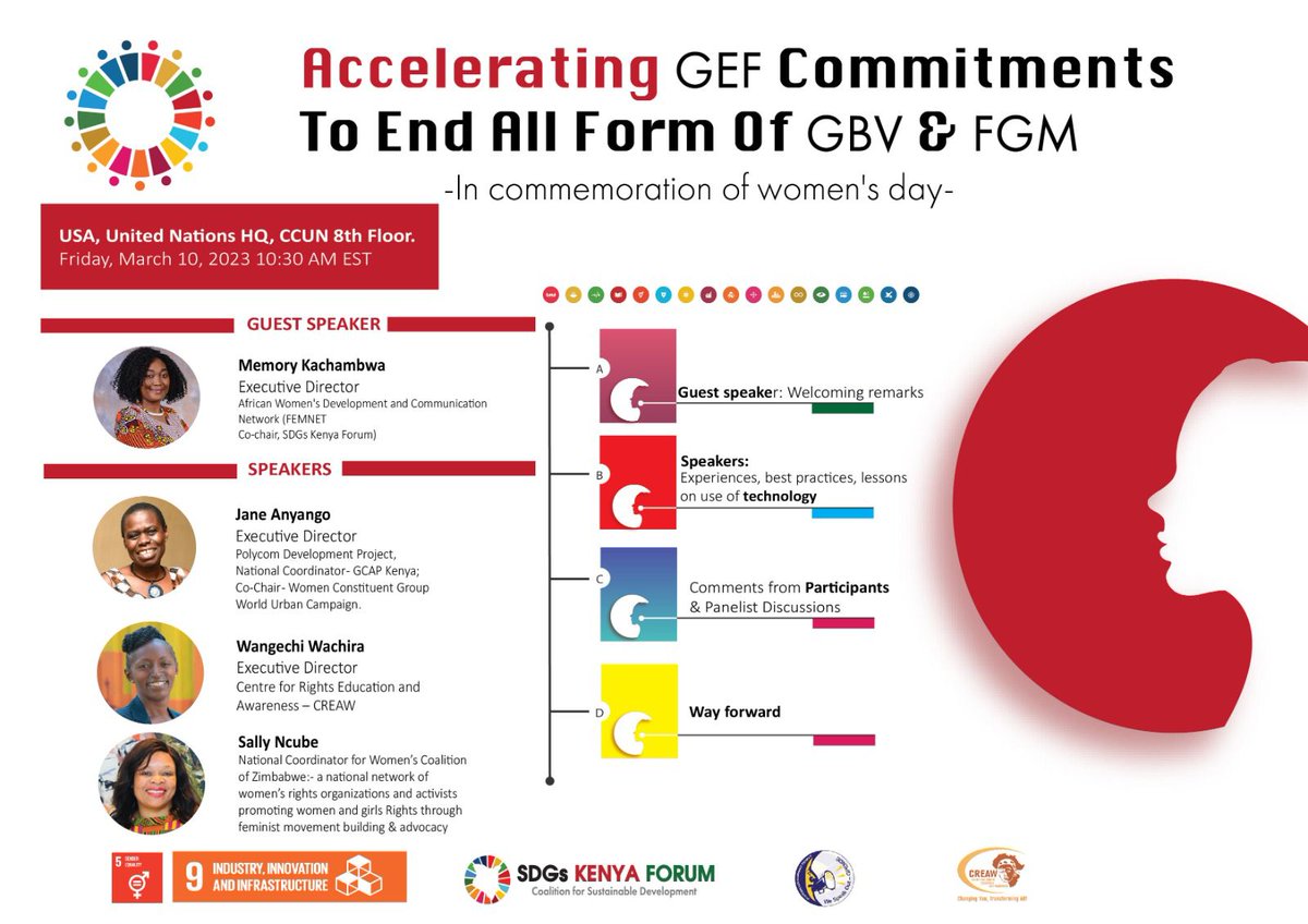 Atienoclaire12's tweet photo. GBV and FGM have been common in our societies due to some cultural influences. Join this amazing discussion on accelerating GEF commitments to end all forms of GBV and FGM.
@polycomdev
@nyasigoti
@CREAWKenya
#polycomspeaka
#CSW67
#EndFGM https://t.co/8pHXF1qGB4