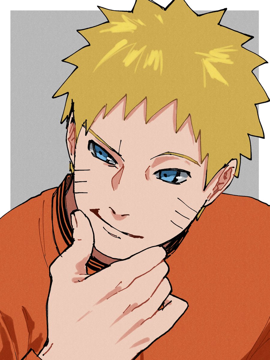 uzumaki naruto 1boy male focus blonde hair blue eyes solo orange shirt short hair  illustration images