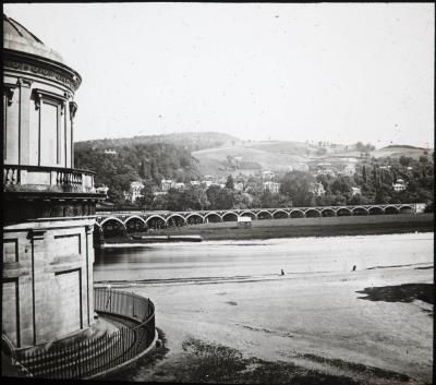 perthartgallery's tweet photo. An impressive lantern slide of Perth Waterworks and the original wooden railway bridge over the River Tay at Perth. Constructed in 1832 to carry the first plumbed water supply to houses in Perth, it was made redundant after 133 years of service in 1965.

#PerthMuseum https://t.co/LZlGSaTm5e