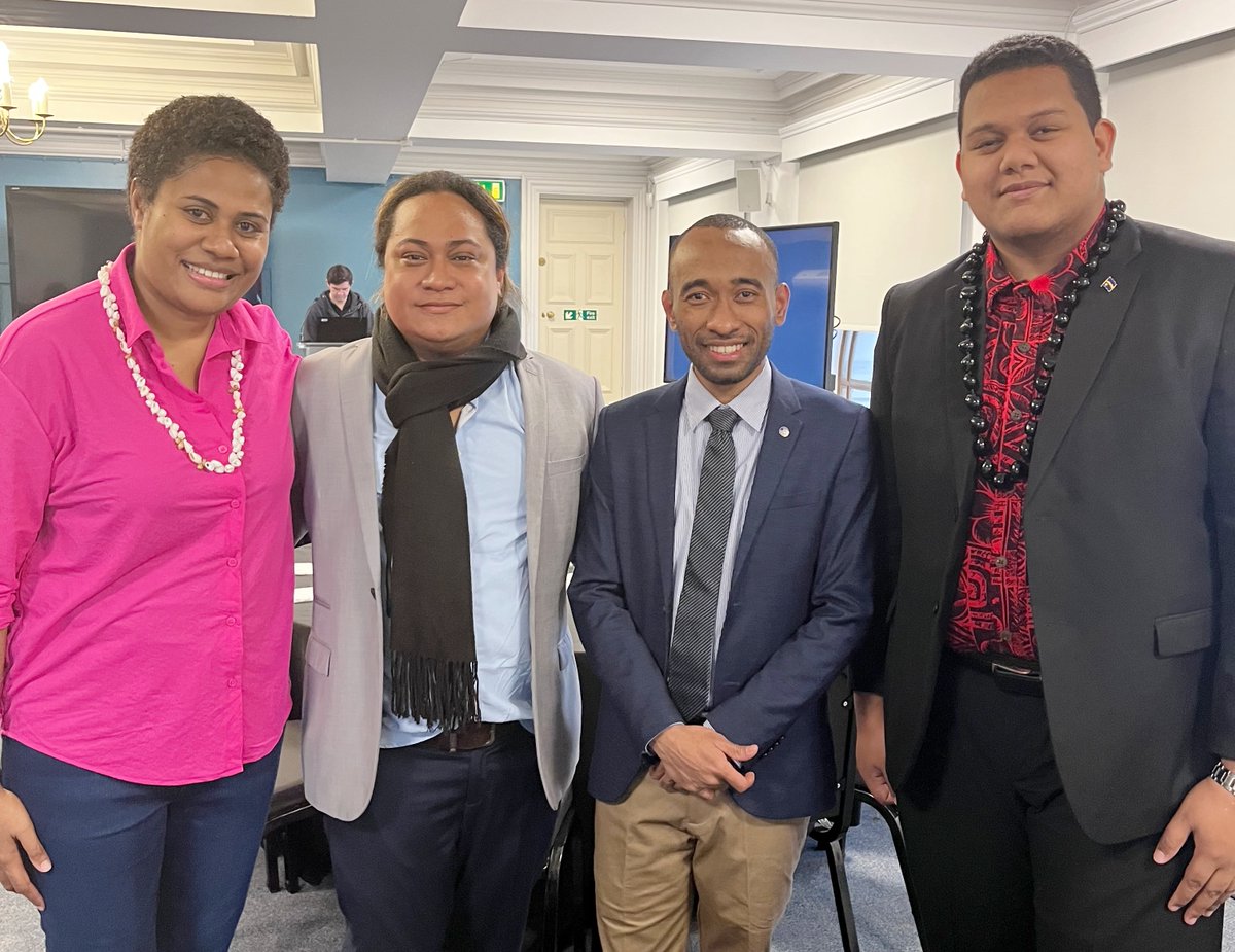 With the Pacific team in London at the @ComSecYouth  Leaders Summit, March 6 -17, 2023. 

@council_pacific representation from 🇫🇯 @milianaiga1  🇳🇷@AnkemwiGaroa, @emd_samoa, & #PNG. More   bit.ly/3mCVZFP

#YearofYouth #CommonwealthYouth