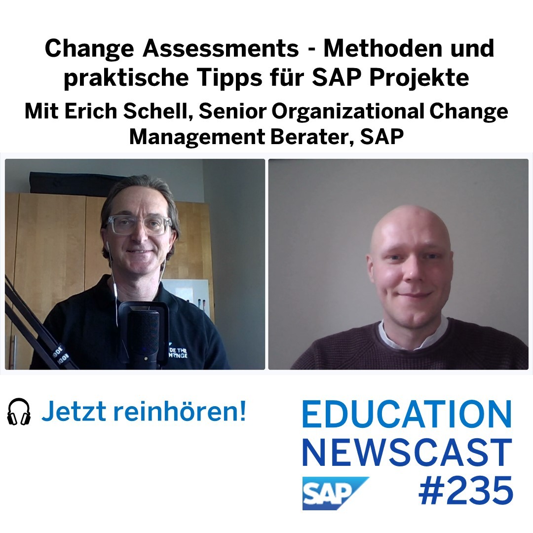 ThomasJenewein's tweet photo. 🎧 Neuer Podcast auf openSAP 👉🏽 https://t.co/QVIL1Z4A0d Change Assessments entlang SAP Active - Methoden und praktische Tipps für SAP Projekte mit Erich Schell #SAPChange #educationnewscast #change #sapactivate https://t.co/gIXtqrLb8U