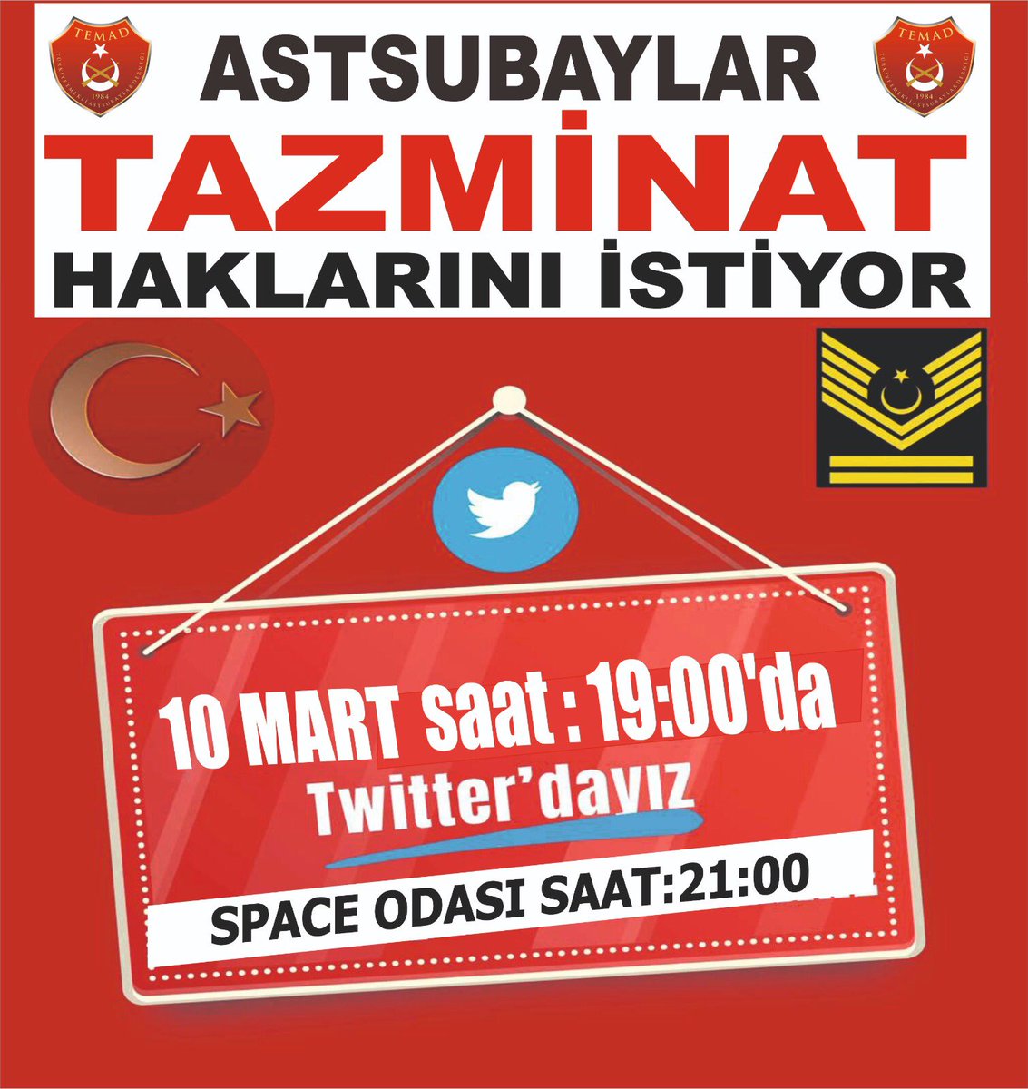 Hamza DÜRGEN (@durgenhamza) on Twitter photo #TemadMecliste tazminat hakkımızı istiyoruz.
<a href="/RTErdogan/">Recep Tayyip Erdoğan</a> <a href="/NureddinNebati/">Dr.Nureddin NEBATİ🇹🇷</a>
<a href="/suleymansoylu/">Süleyman Soylu</a> <a href="/dbdevletbahceli/">Devlet Bahçeli</a>
<a href="/tcsavunma/">T.C. Millî Savunma Bakanlığı</a> <a href="/kilicdarogluk/">Kemal Kılıçdaroğlu</a>
<a href="/mustafaelitas/">Mustafa Elitaş</a> <a href="/fuatoktay/">Fuat Oktay</a>
<a href="/_cevdetyilmaz/">Cevdet Yılmaz</a> <a href="/AhmetAYDIN_02/">Ahmet AYDIN</a>
<a href="/HMBakanligi/">T.C. Hazine ve Maliye Bakanlığı</a> <a href="/TSKGnkur/">TSK</a> #TemadMecliste tazminat hakkımızı istiyoruz.
<a href="/RTErdogan/">Recep Tayyip Erdoğan</a> <a href="/NureddinNebati/">Dr.Nureddin NEBATİ🇹🇷</a>
<a href="/suleymansoylu/">Süleyman Soylu</a> <a href="/dbdevletbahceli/">Devlet Bahçeli</a>
<a href="/tcsavunma/">T.C. Millî Savunma Bakanlığı</a> <a href="/kilicdarogluk/">Kemal Kılıçdaroğlu</a>
<a href="/mustafaelitas/">Mustafa Elitaş</a> <a href="/fuatoktay/">Fuat Oktay</a>
<a href="/_cevdetyilmaz/">Cevdet Yılmaz</a> <a href="/AhmetAYDIN_02/">Ahmet AYDIN</a>
<a href="/HMBakanligi/">T.C. Hazine ve Maliye Bakanlığı</a> <a href="/TSKGnkur/">TSK</a>