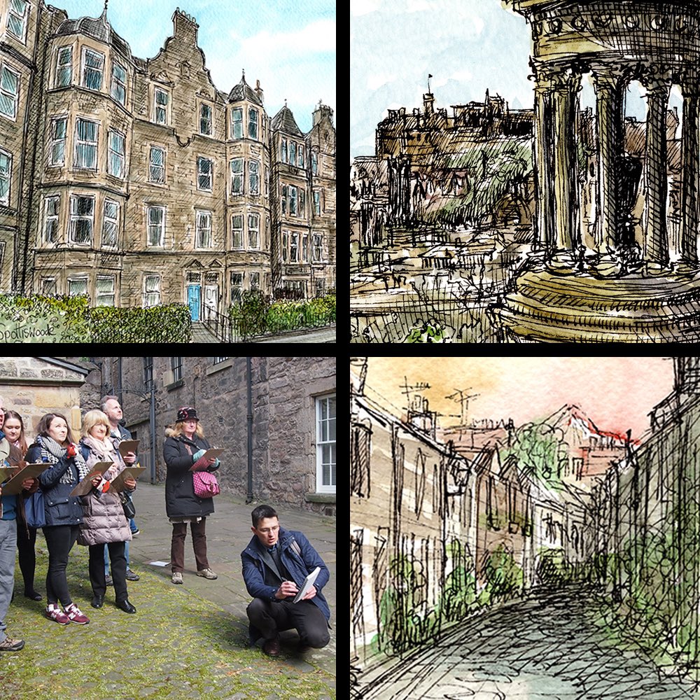 edinsketcher's tweet photo. My workshops are back this Monday morning in the New Town. We capture detail, perspectives and atmosphere with ink and watercolours. 2.5 hrs, £30 (+ bring a friend for £20) @creativearienas
https://t.co/RsqIpKP7Cu
#whatsonedinburgh #edinburghlife #edinburghworkshop #sketcher https://t.co/jgLorZEyM8