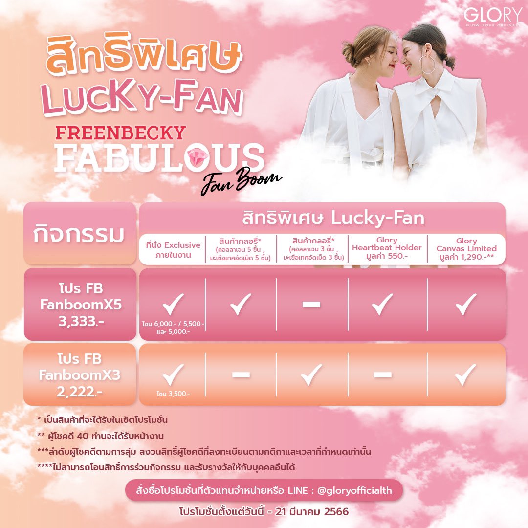 GloryVitalTH's tweet photo. กดบัตรไม่ทันมาทางนี้ เปิดจองตั๋วเพิ่ม #ฟรีนเบคFanBoom EXCLUSIVE ที่สุด!!

เพียงซื้อเซ็ต GLORY FB Boomx5 หรือ FB Boomx3 กี่เซ็ตก็ได้ ( 1 เซ็ต = 1 สิทธิ์ลุ้น)

🔥 ลุ้นทันที! Ticket แฟนมีต จำนวน 40 ที่นั่ง 

📣 สนใจพิมพ์ ‘ฟรีนเบคกี้’ > https://t.co/yzSDKS0n1s หรือ ทักหาตัวแทนกลอรี่ https://t.co/xrWxO2Ss5R
