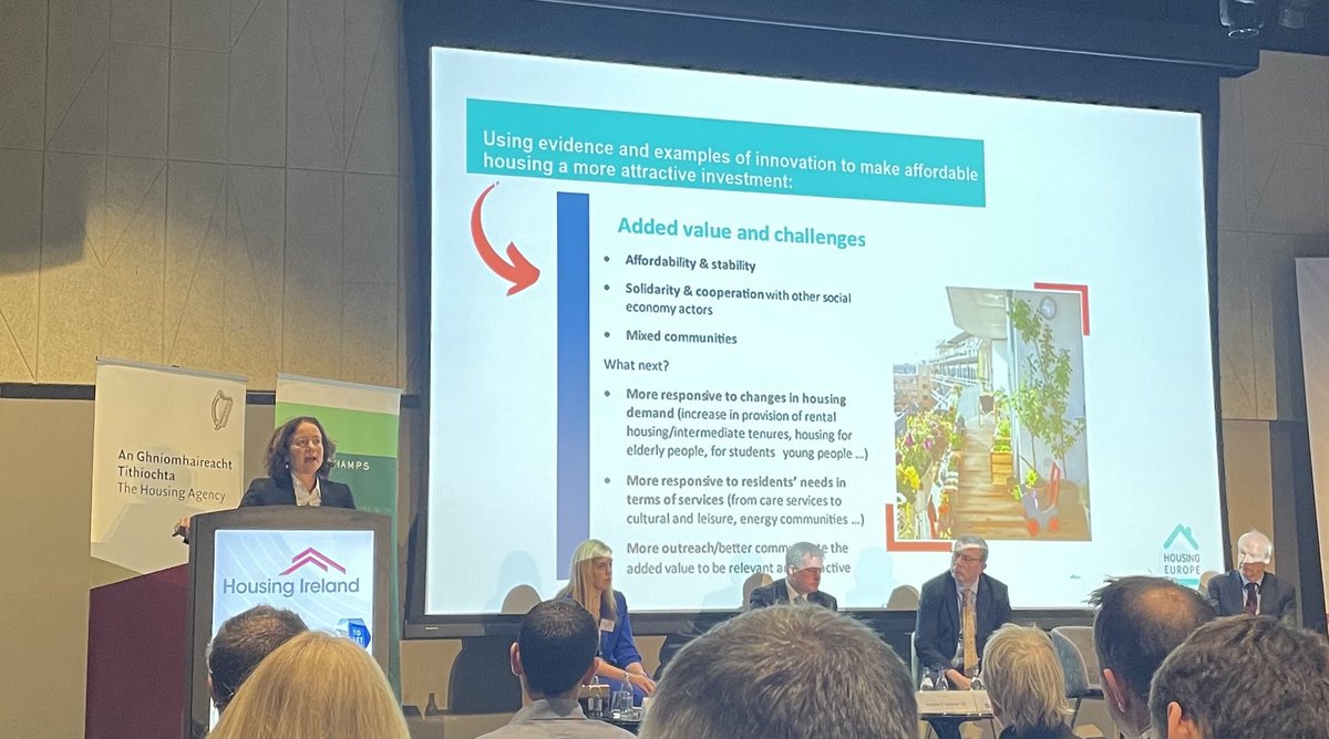 Good to be at ⁦<a href="/eolasmagazine/">eolas Magazine</a>⁩ #housingireland conference today interesting input from ⁦<a href="/sorcha_edwards/">Sorcha Edwards</a>⁩ from ⁦<a href="/HousingEurope/">Housing Europe</a>⁩ on trends &amp; lessons from across Europe on #housing #supply &amp; #affordability