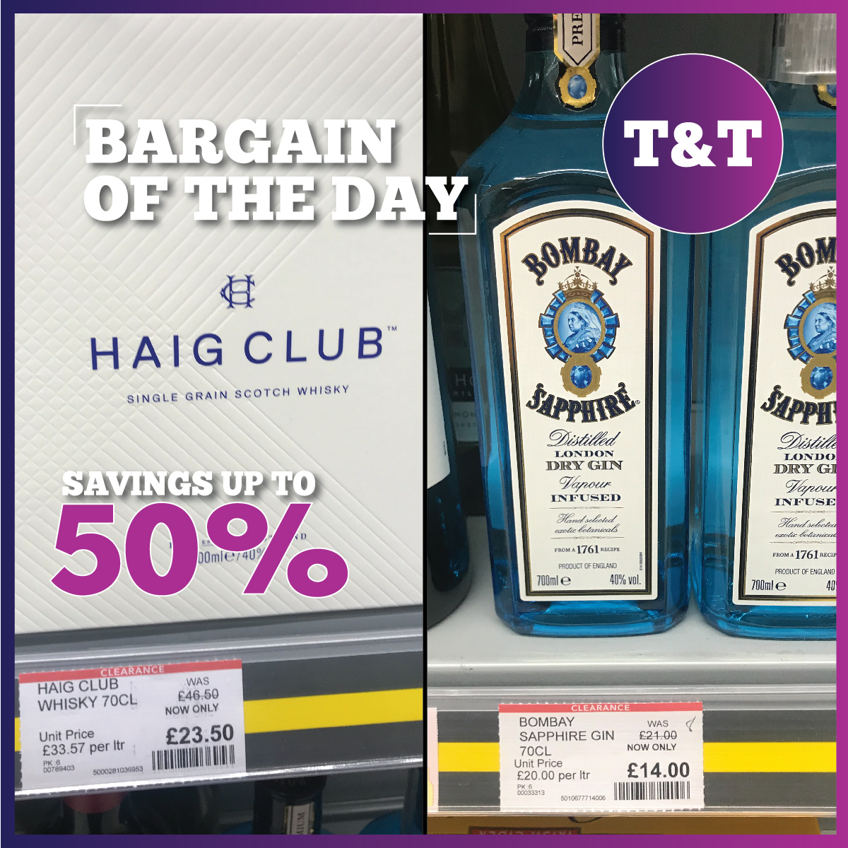 Now's the time to stock up for those summer cocktails - maybe once the snow melts or maybe you're thinking "free ice". T&amp;T spotted some crazy deals this week. Whisky and gin in the Coop clearance isle.  Always drink responsibly. #drinkaware #summercocktails #CostOfLivingCrisis
