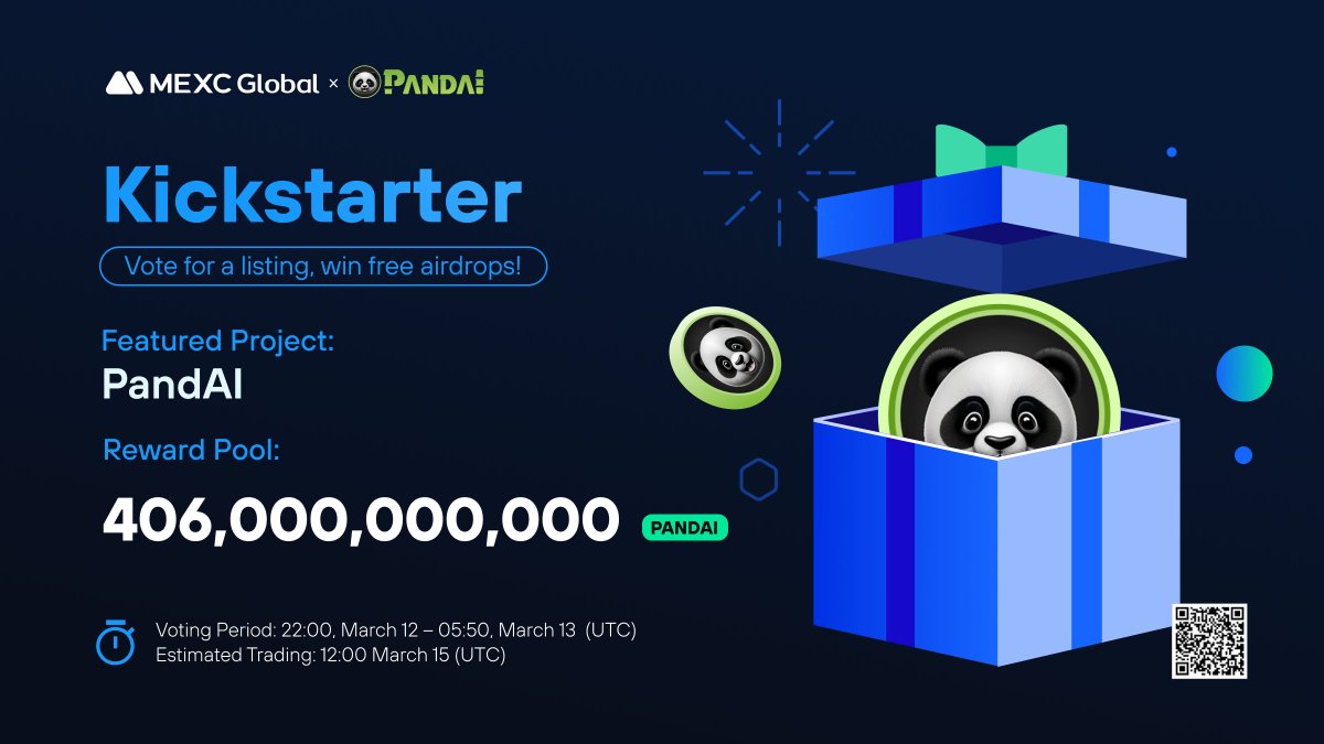 MEXC's tweet photo. The @pandai_bsc Kickstarter is coming to @MEXC_Global🔥 
 
🗳Vote with $MX to win 406,000,000,000 $PANDAI airdrops
⏰Voting period: 22:00 Mar 12 - 05:50 Mar 13 (UTC)
📈Trading: 12:00 Mar 15 (UTC)

Details: https://t.co/4KNLYWjIQM

#PandaAI #MEXC https://t.co/uGjEs5EfLF