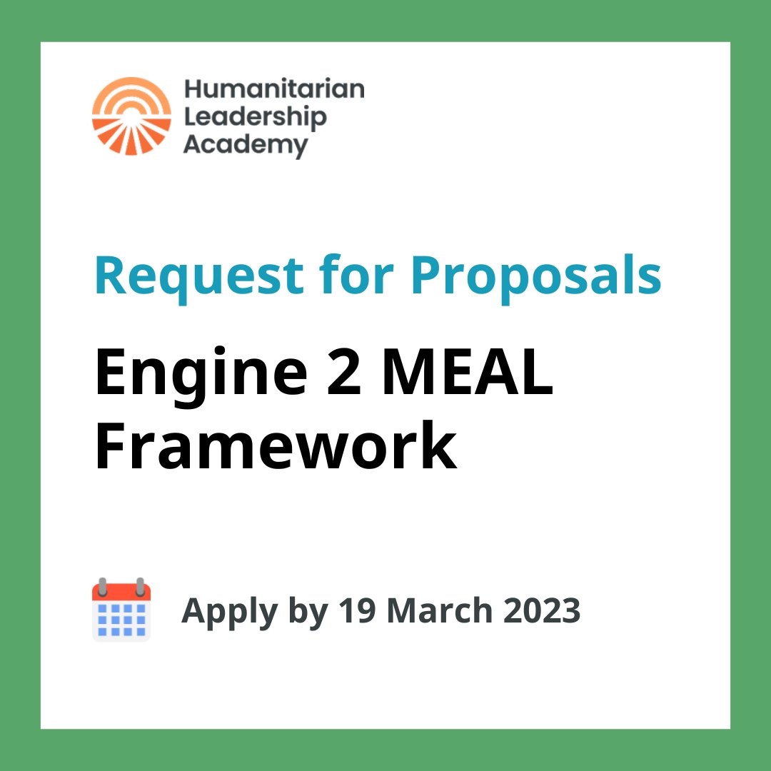 AcademyHum's tweet photo. We invite proposals from providers able to evidence the experience, skills, and capacity to develop and deliver a MEAL framework for HLA Engine 2 programming.
Apply by 19 March.
Details
๐๐พ https://t.co/LGNqnfe8Ba
#MEAL #UkraineResponse #CapacityStrengthening #Engine2 https://t.co/PA34ZXHhvG