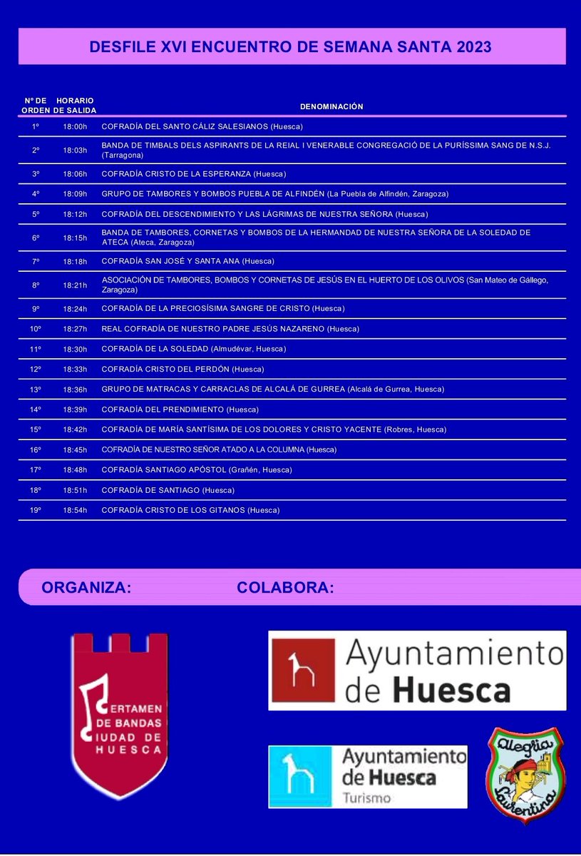 cristo_perdon's tweet photo. Esto va a empezar pronto¡¡ y para ir abriendo boca os invitamos al certamen de bandas que se celebra este sábado en Huesca¡¡ os dejamos la info¡¡¡ No os lo perdáis @cristo_perdon https://t.co/gzsdf01iAS