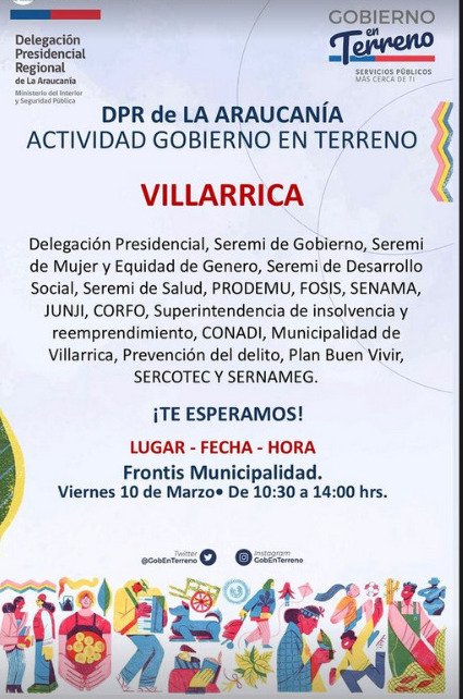 🟢 Este viernes 10 de marzo, los habitantes de Villarrica podrán realizar diversas diligencias, aprovechando que distintas oficinas públicas se trasladarán hasta el frontis de la Municipalidad de Villarrica, entre las 10.30 y las 14 horas.