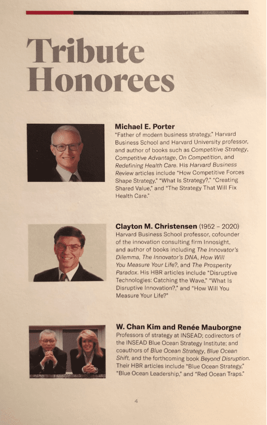 BlueOceanStrtgy's tweet photo. Harvard Business Review paid tribute to Michael Porter, the late Clayton Christensen,@INSEAD Chan Kim and Renée Mauborgne as the four leading thinkers at @HarvardBiz 100th-anniversary celebration for the wide-ranging &amp; global impact of their research and ideas.
@Thinkers50 https://t.co/DEOozYAfpA