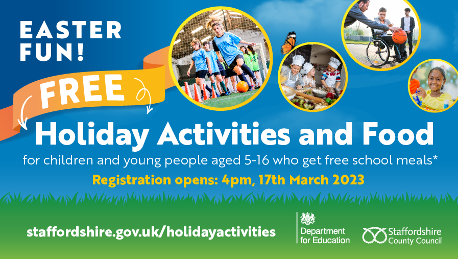 🐰 Easter Fun!  Free #holidayactivities and food #HAF2023

✅for eligible children aged 5-16 years in receipt of benefits related free school meals. 
✅Registration opens at 4pm on 17th March 

Find out more ➡️  orlo.uk/jrW8L
