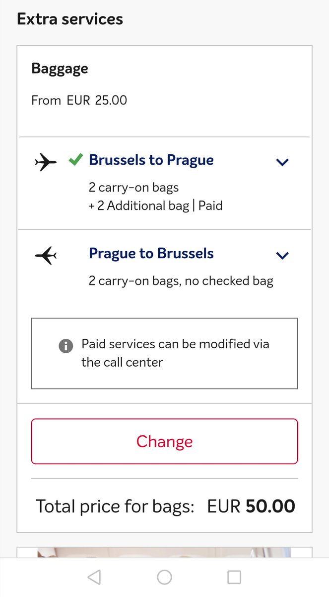 InsomniaHeart's tweet photo. @FlyingBrussels paid services can be modified via call center, but when you call the reality is that nothing can be modified, except buying extra luggage, which is false advertising, non? 🙃 https://t.co/5gCitUB7aB