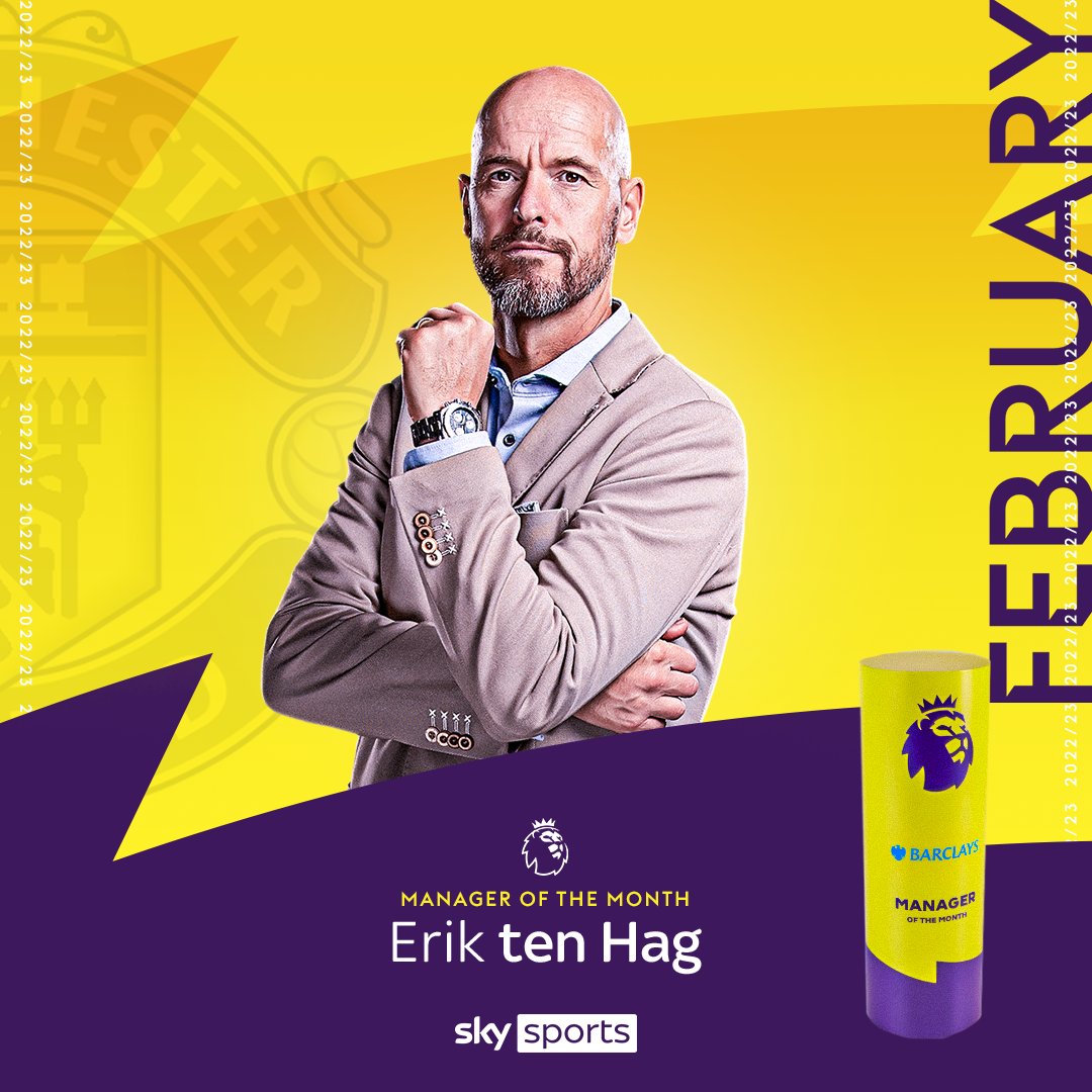 BREAKING: Erik ten Hag is Barclays Premier League Manager of the Month after an unbeaten record in February! 🏆